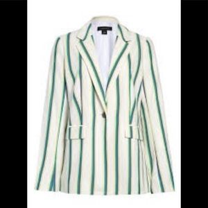 Halogen Striped Cotten Blend Blazer White Multi S